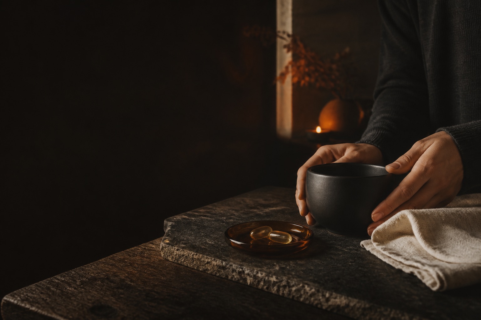 A quiet morning ritual with a warm drink